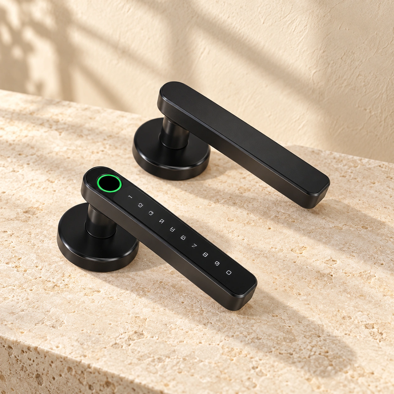 Digital rose lever set in black
