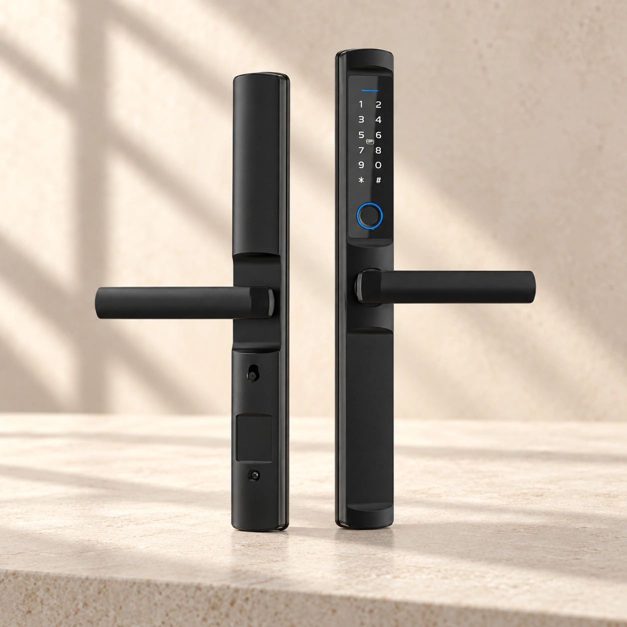 Narrow digital lever set in black